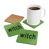 Witch Graphic Corkwood Coaster Set