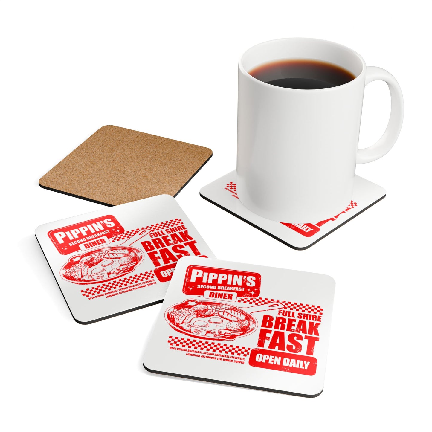 Full Breakfast Corkwood Coaster Set