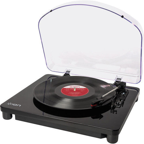 ION Classic LP USB Conversion Turntable - USB Recording - (33/45/78 Speeds) - Includes Dust Cover 45 Adapter and Cables (Sleek Piano Black)
