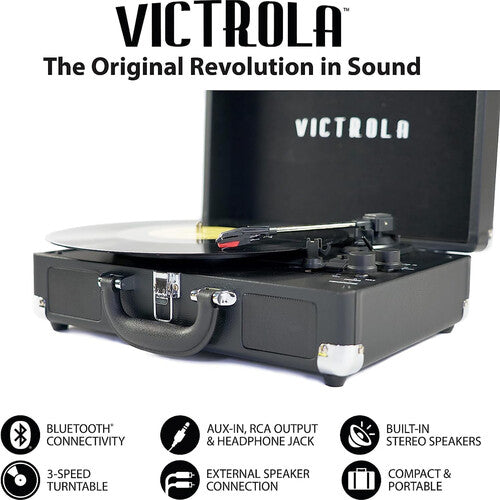Victrola VSC-550BT-BLK Journey Bluetooth Wireless Suitcase Turntable 3 Speed    (Black)