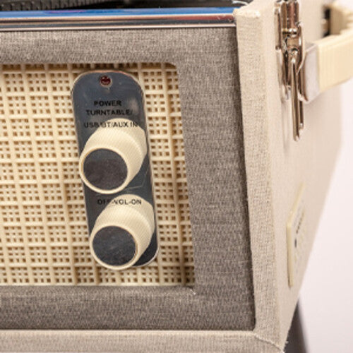 GPO Retro BERMUDAG Bermuda Classic Turntable USB With Removable Legs - Grey / Cream