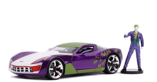 1:24 2009 Corvette Stingray Concept W/Joker Figure - Jada Toys - 1:24 Diecast 2009 Chevy Corvette Stingray Concept With JokerFigure