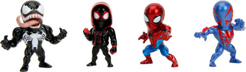 2.5 Metals Spiderman 4Pk - Jada Toys -  Marvel - MetalFigs -  2.5" Spider-Man Diecast Figure 4-Pack (Spider-Man (Classic), Miles Morales (Hoodie), Spider-Man, Venom, Spider-Man 2099)